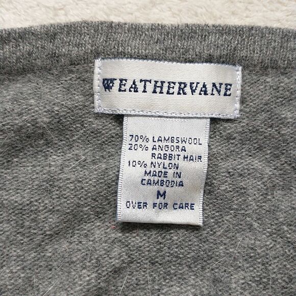 Vtg Weathervane Cardigan Sweater Womens M Gray Stripes Lambswool Angora - Picture 6 of 8